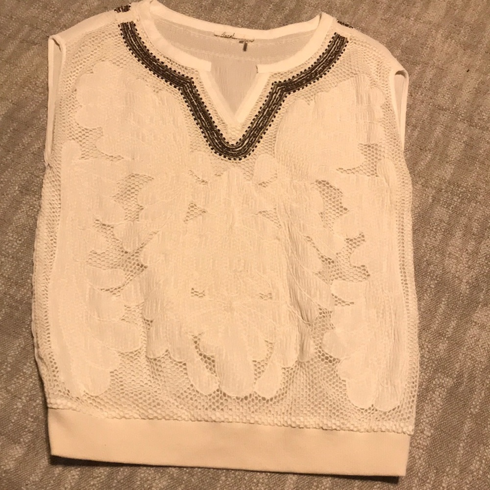 Anthropologie floreat blouse, beaded, appliqué